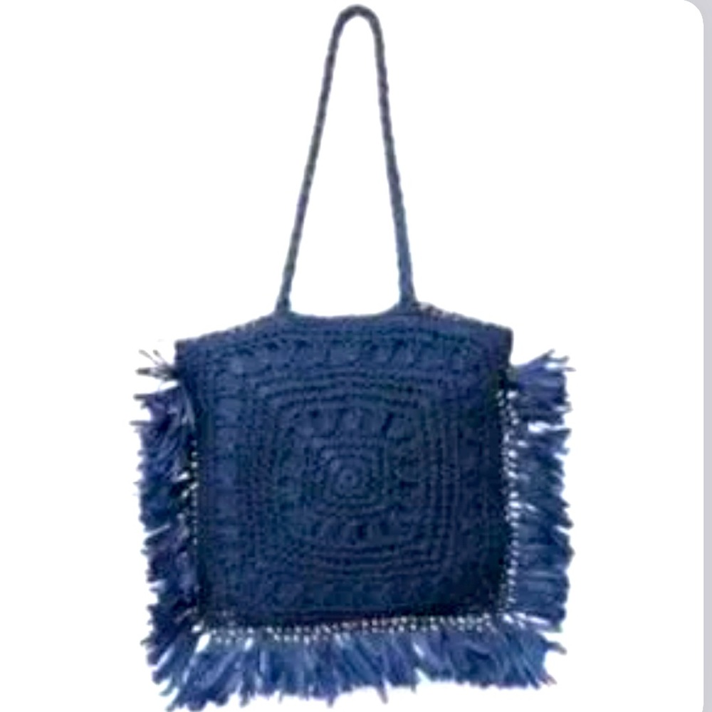 MOST WANTED PAPER STRAW CROCHET TOTE BAG NEW
